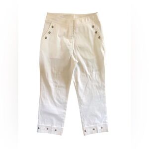 VTG Montage High Waisted Crop Pant White Sz. 10 Rhinestone Grommets Embellished